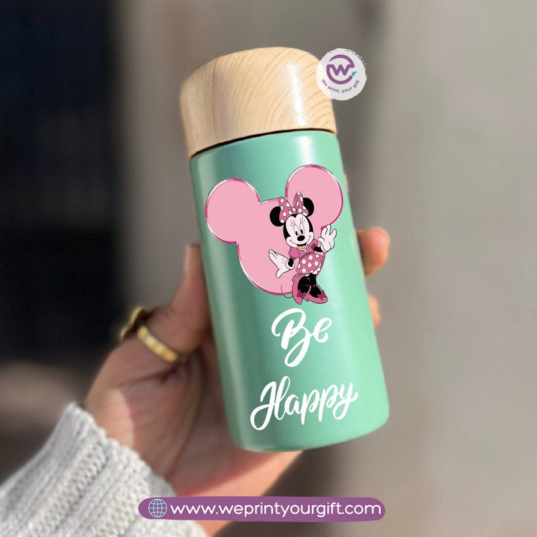 Mini Thermal Coffee Mug โ (150ml & 250ml) | Wooden Lid - Mickey & Minnie Style Designs