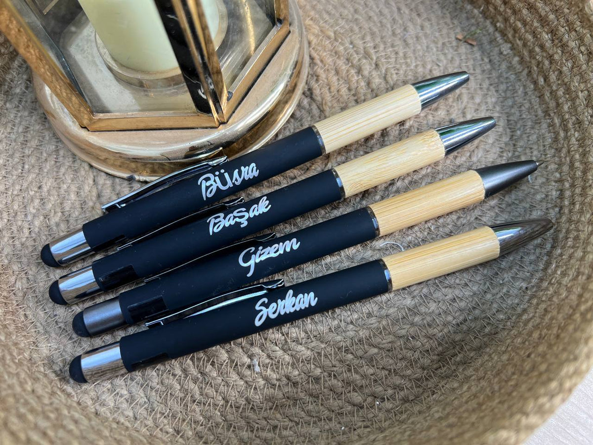 Custom Metal Pen with Bamboo Grip & Stylus Tip -Buy 2 Get 1 Free