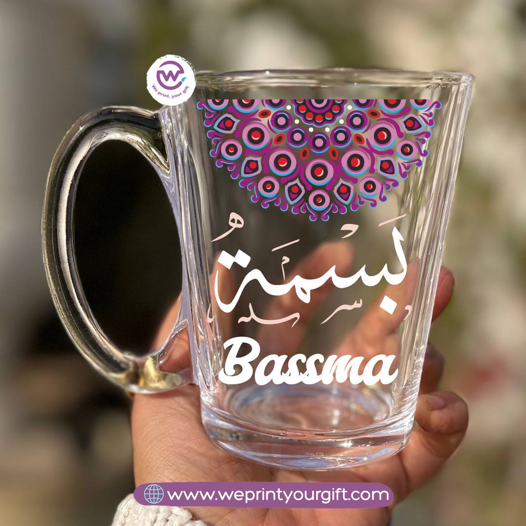 Boho Name Glass Tea Cup – 300 ml | Personalized Designs