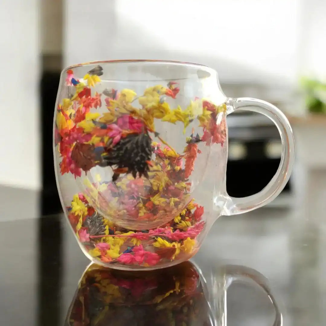 Flowers Double Wall Mug- Yellow Flowers - Customization Option