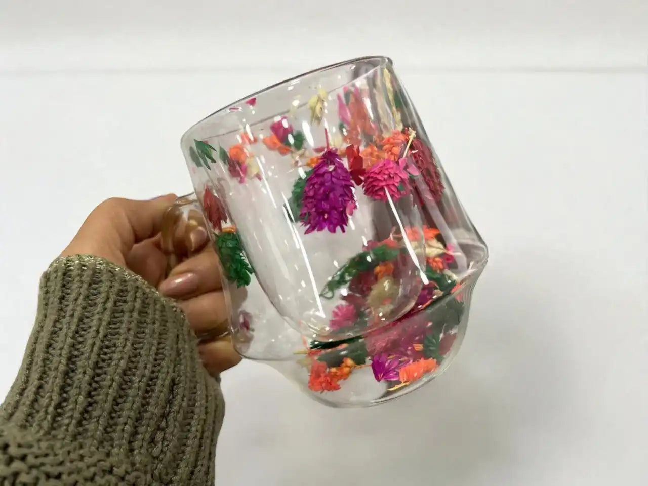 Floral double wall mug- Deep - Customization Option