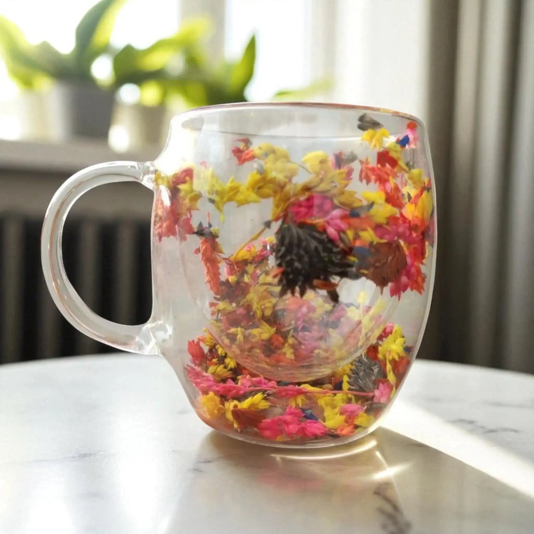 Flowers Double Wall Mug- Yellow Flowers - Customization Option