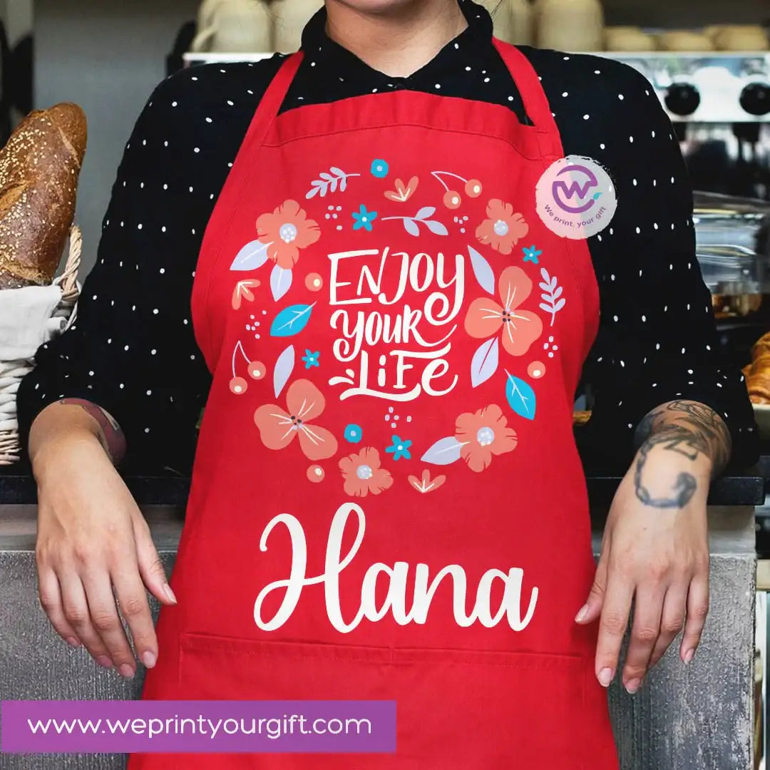 Motivational Personalized Apron – Custom Name Heavy Cotton Kitchen Apron with Pocket - WE PRINT