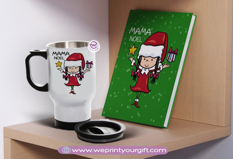 مجموعة دفاتر ملاحظات وأكواب سفر لعيد الميلاد - هدية شخصية مميزة | نطبع هديتك