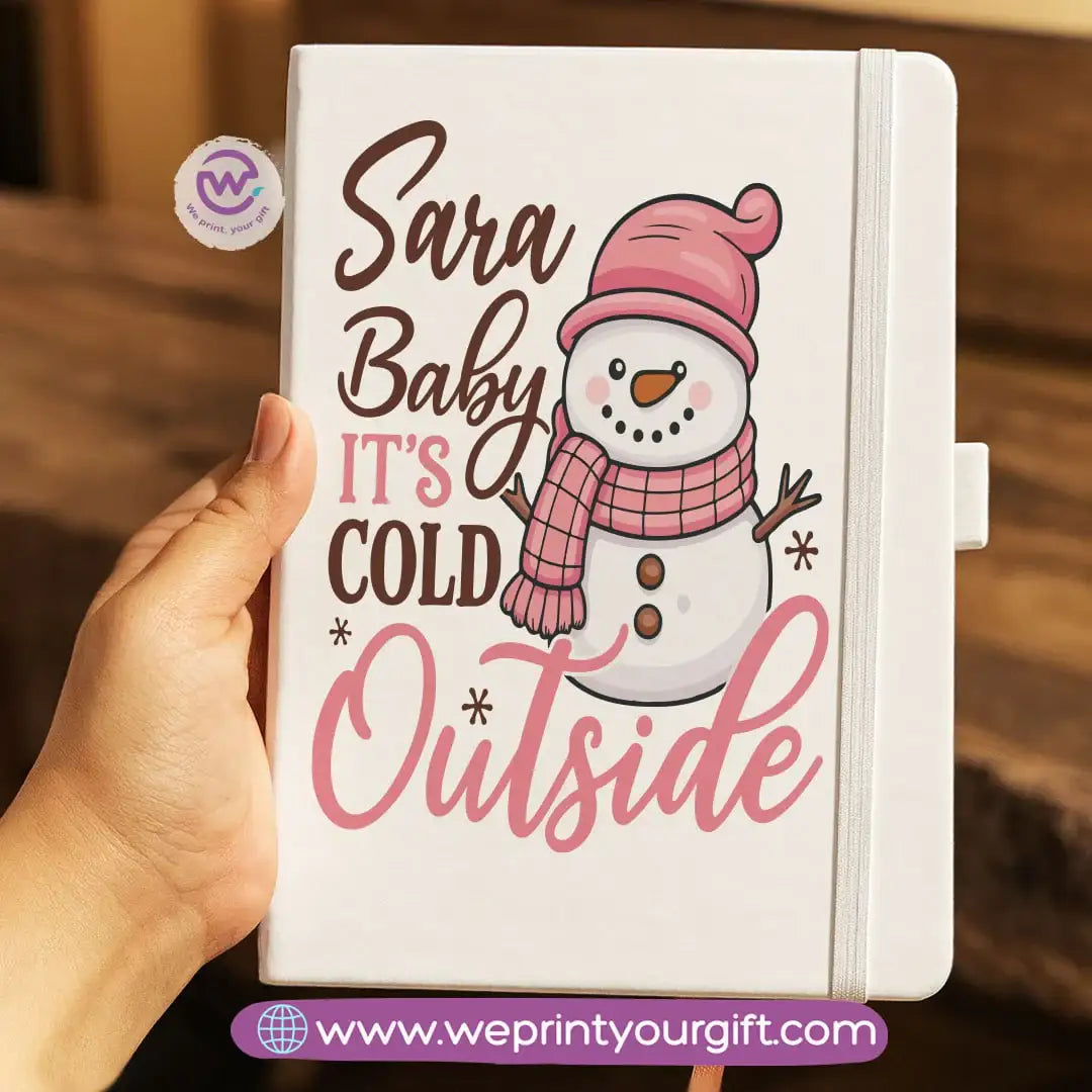Personalized Hard Cover Rubber Notebook – Winter & Christmas Designs - WE PRINT
