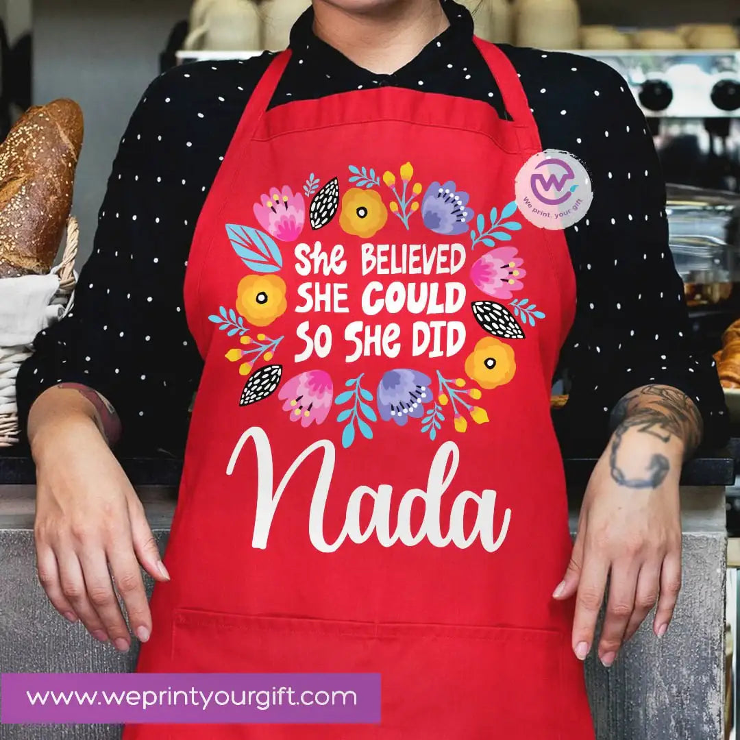 Motivational Personalized Apron โ Custom Name Heavy Cotton Kitchen Apron with Pocket - WE PRINT