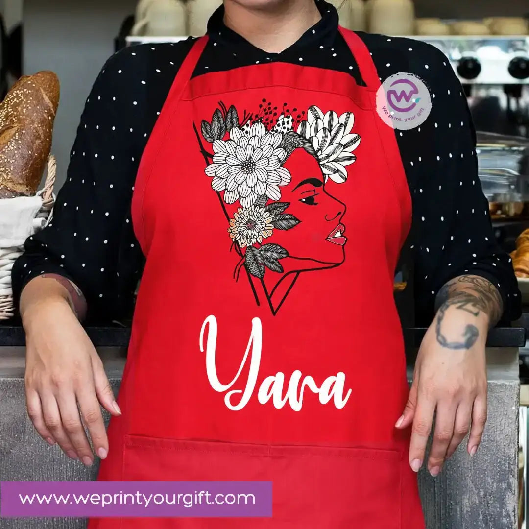 Personalized Name Apron – Heavy Cotton Cooking Apron with Pocket & Adjustable Tie - WE PRINT