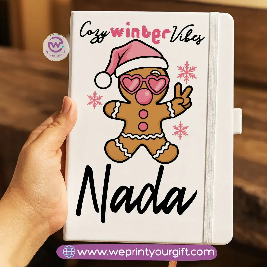 Personalized Hard Cover Rubber Notebook – Winter & Christmas Designs - WE PRINT
