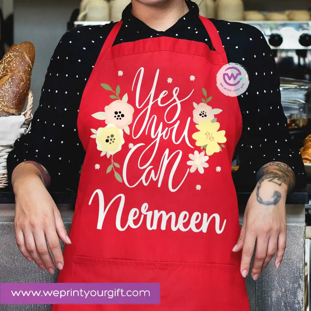 Motivational Personalized Apron – Custom Name Heavy Cotton Kitchen Apron with Pocket - WE PRINT