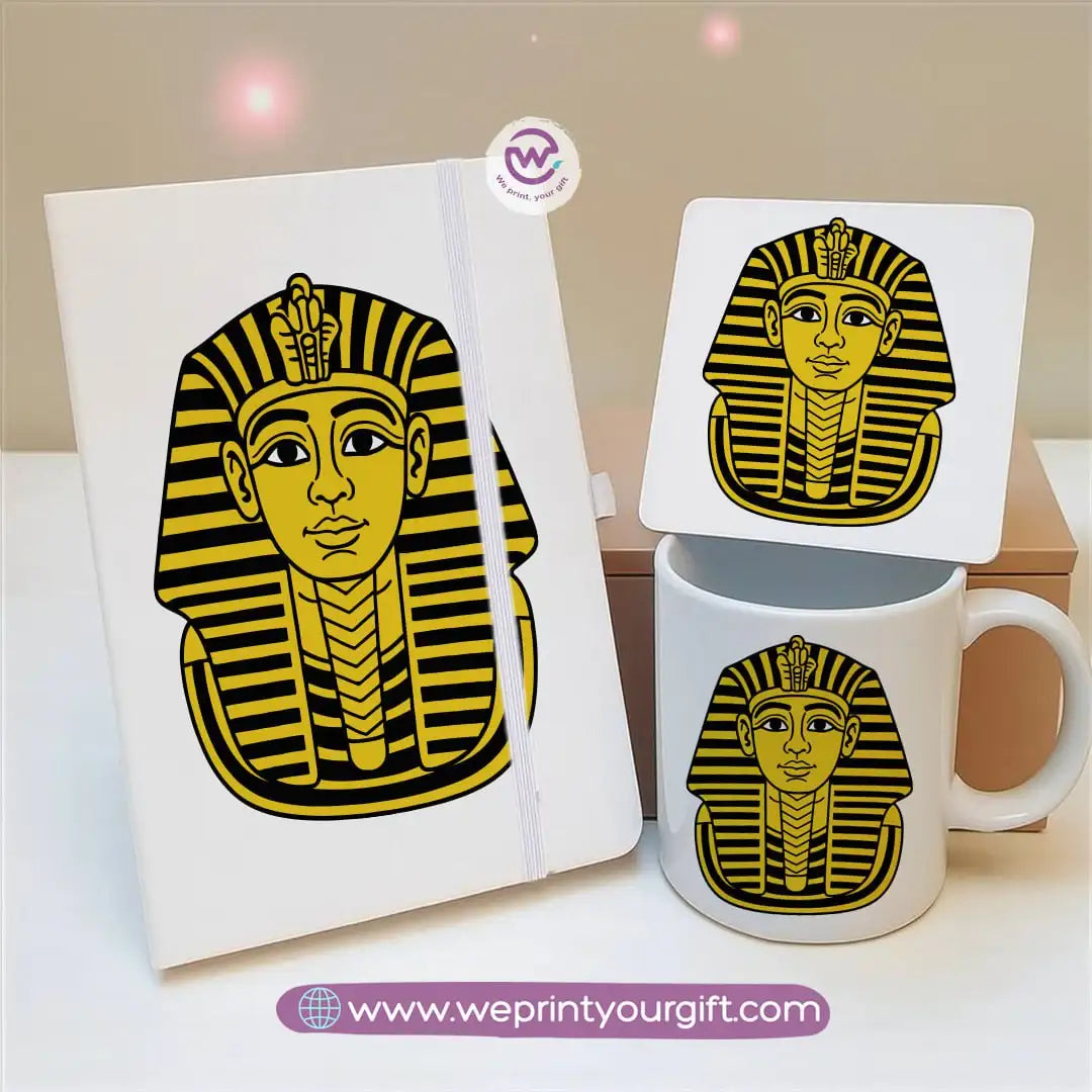 Egyptian Pharaonic Design Gift Set โ Notebook, Mug & Coaster - WE PRINT