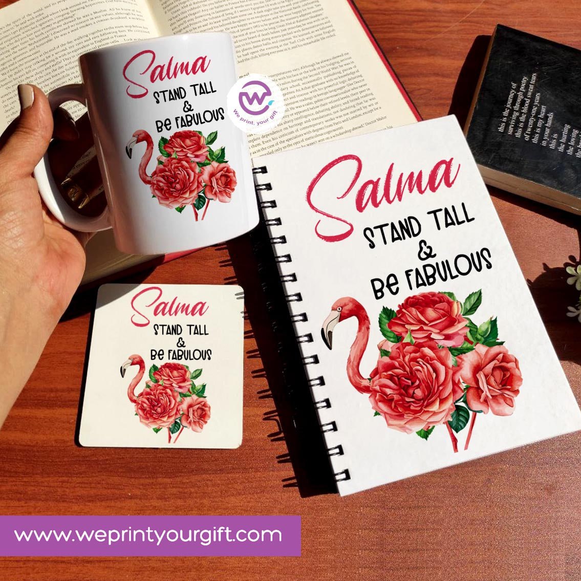 3-Piece Motivational Gift Set | Mug, Wooden Coaster & Hard Cover Notebook