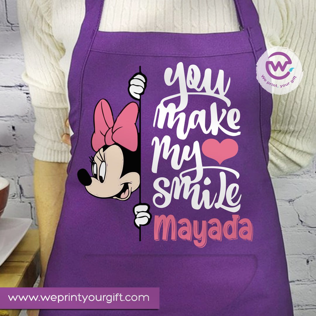 Daisy & Minnie Inspired Apron – Personalized Heavy Cotton Apron with Name and Pocket