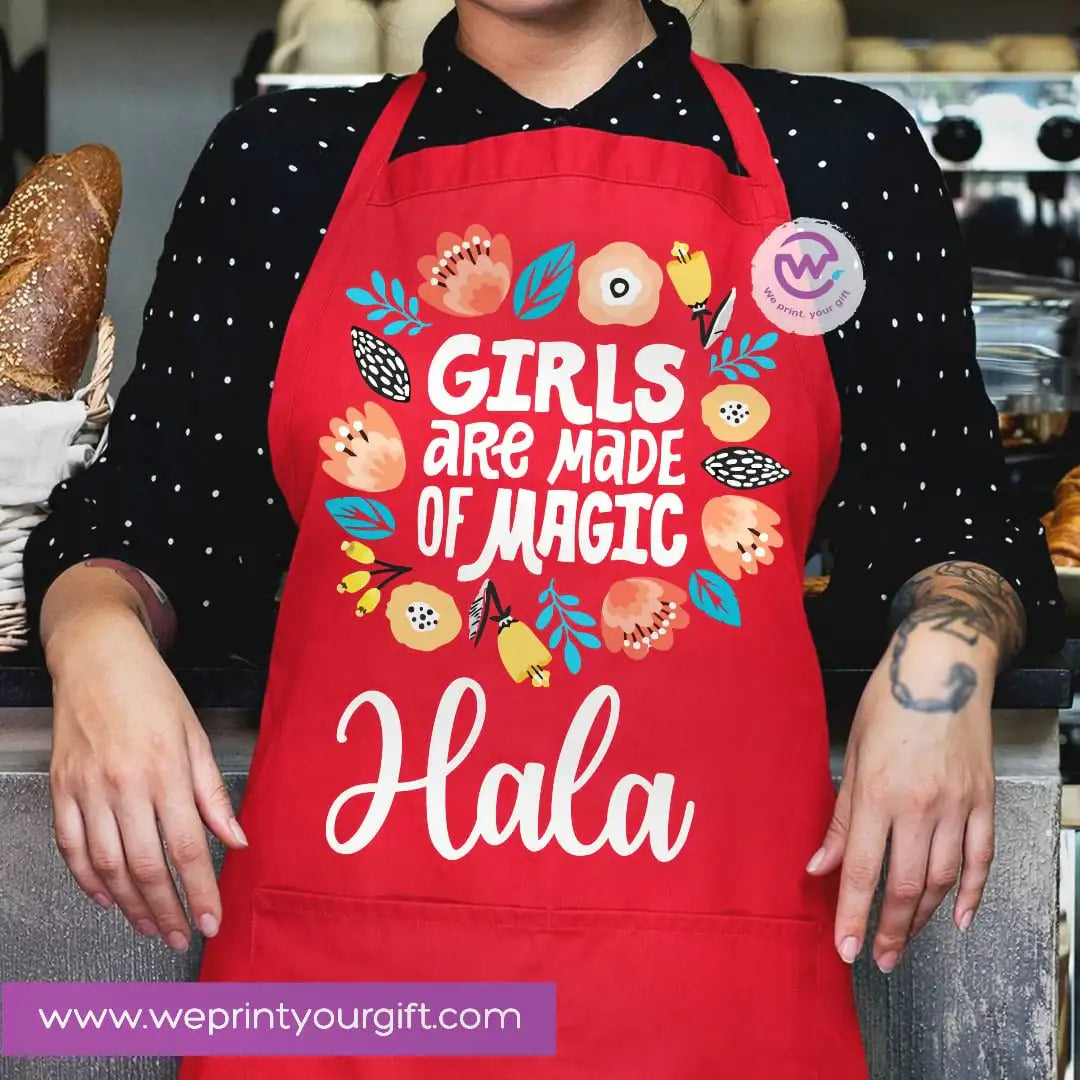 Motivational Personalized Apron – Custom Name Heavy Cotton Kitchen Apron with Pocket - WE PRINT