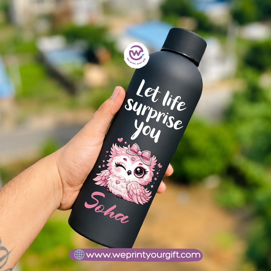 Personalized Thermal Water Bottle 500ml - Cute Owl Motivational Designs