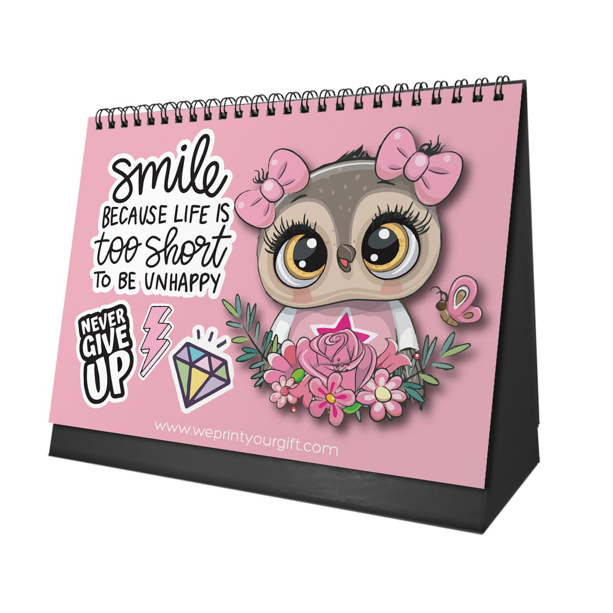 Cute Owl 2027 Desk Calendar – Pink Charm & Uplifting Words