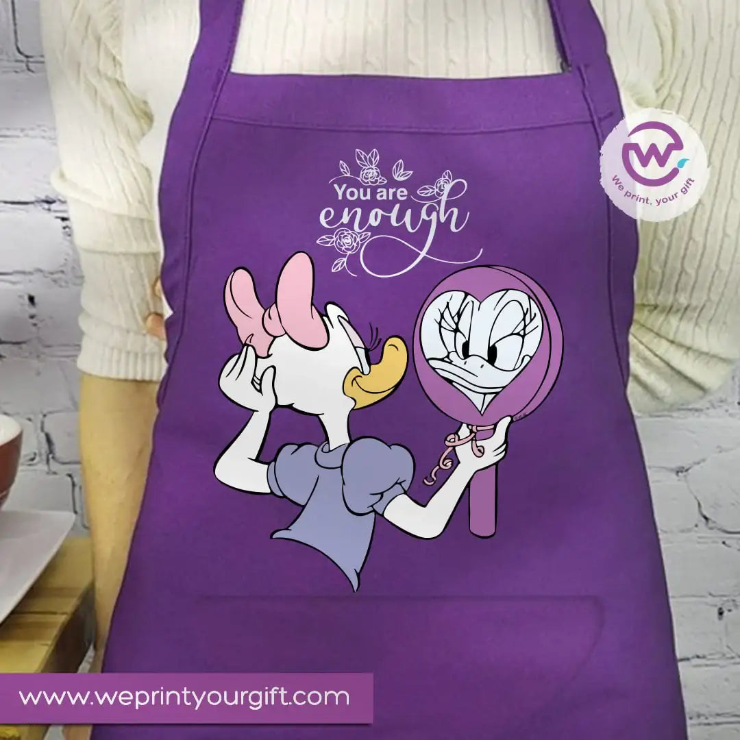 Daisy & Minnie Inspired Apron – Personalized Heavy Cotton Apron with Name and Pocket - WE PRINT