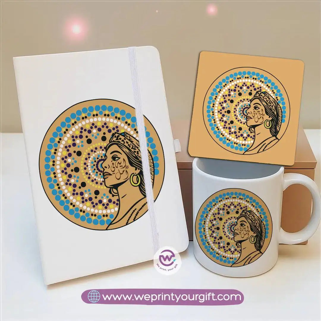 Fairuz Inspired Gift Set โ Notebook, Mug & Coaster | Arabic Vintage Design - WE PRINT