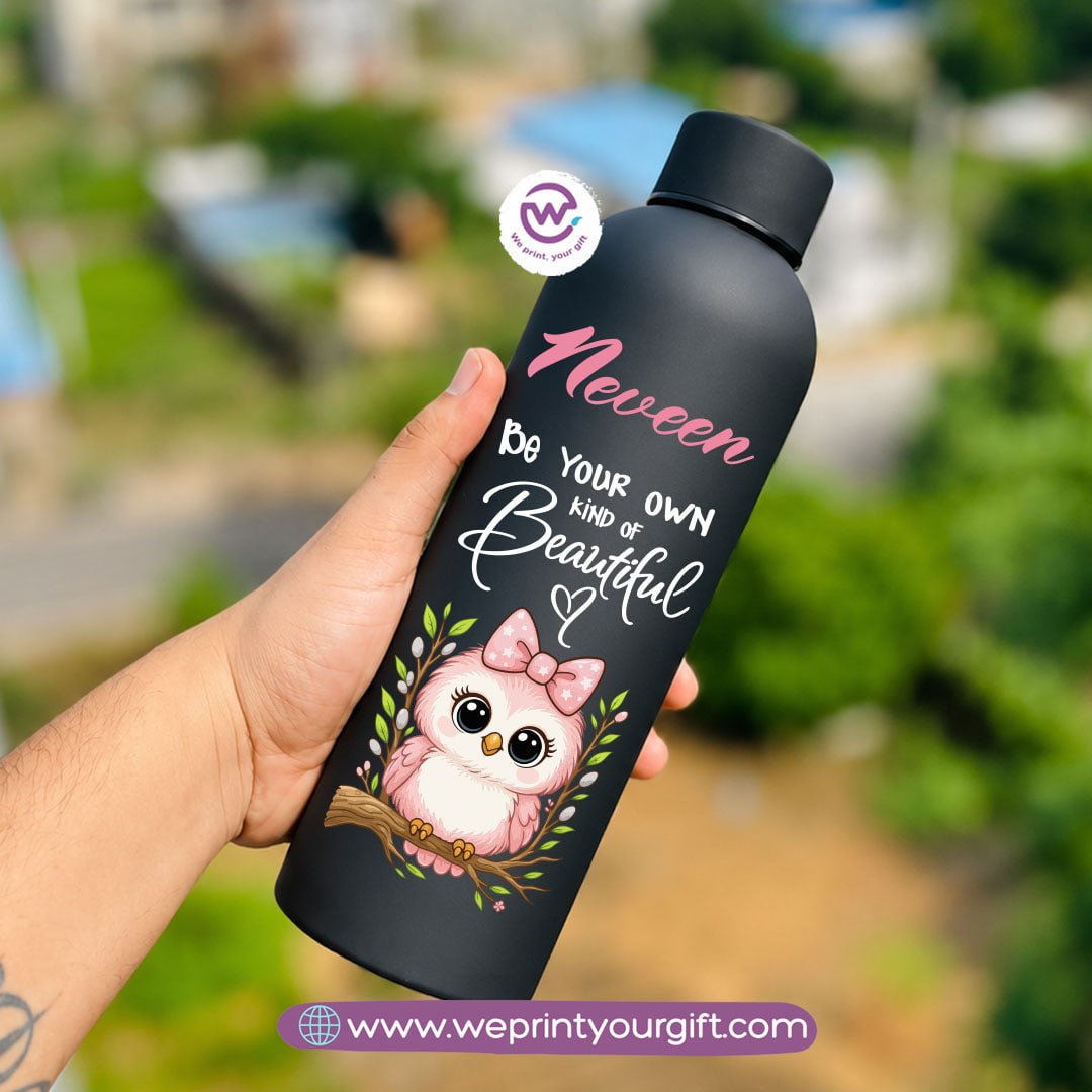 Personalized Thermal Water Bottle 500ml - Cute Owl Motivational Designs