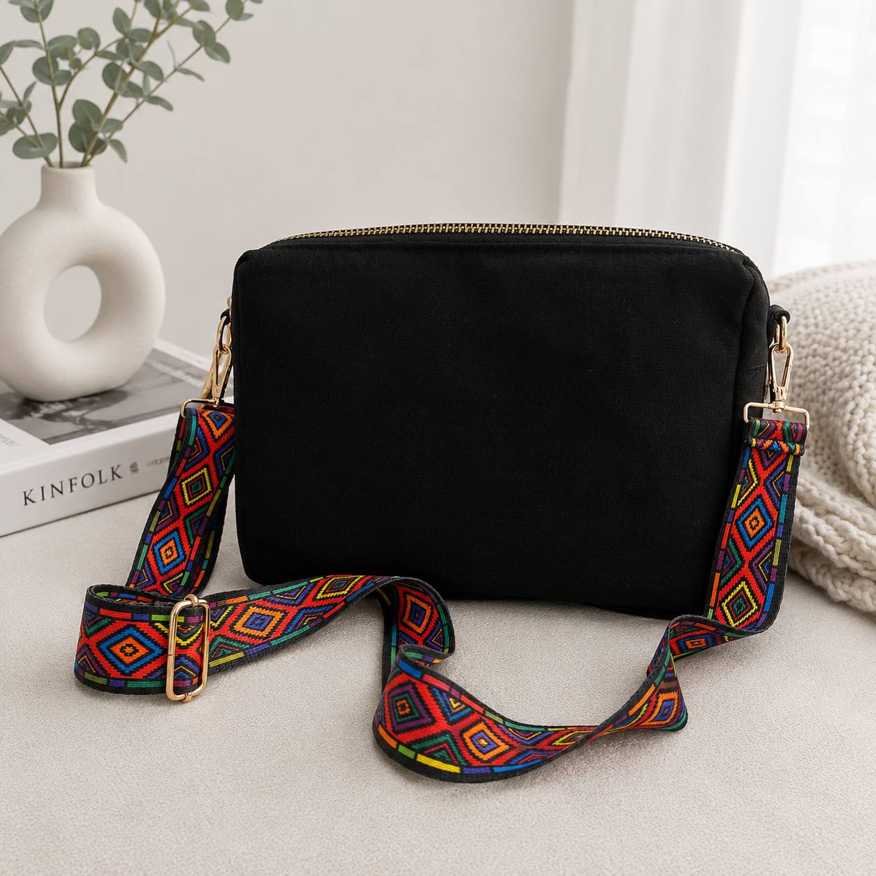 Shoulder Bag with Colorful Strap - Customization Options