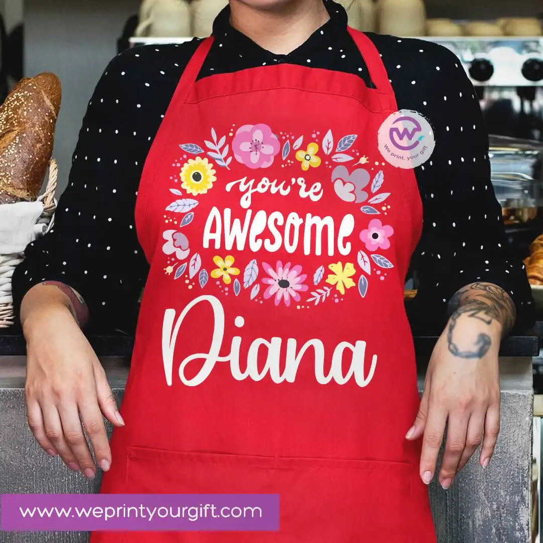 Motivational Personalized Apron – Custom Name Heavy Cotton Kitchen Apron with Pocket - WE PRINT