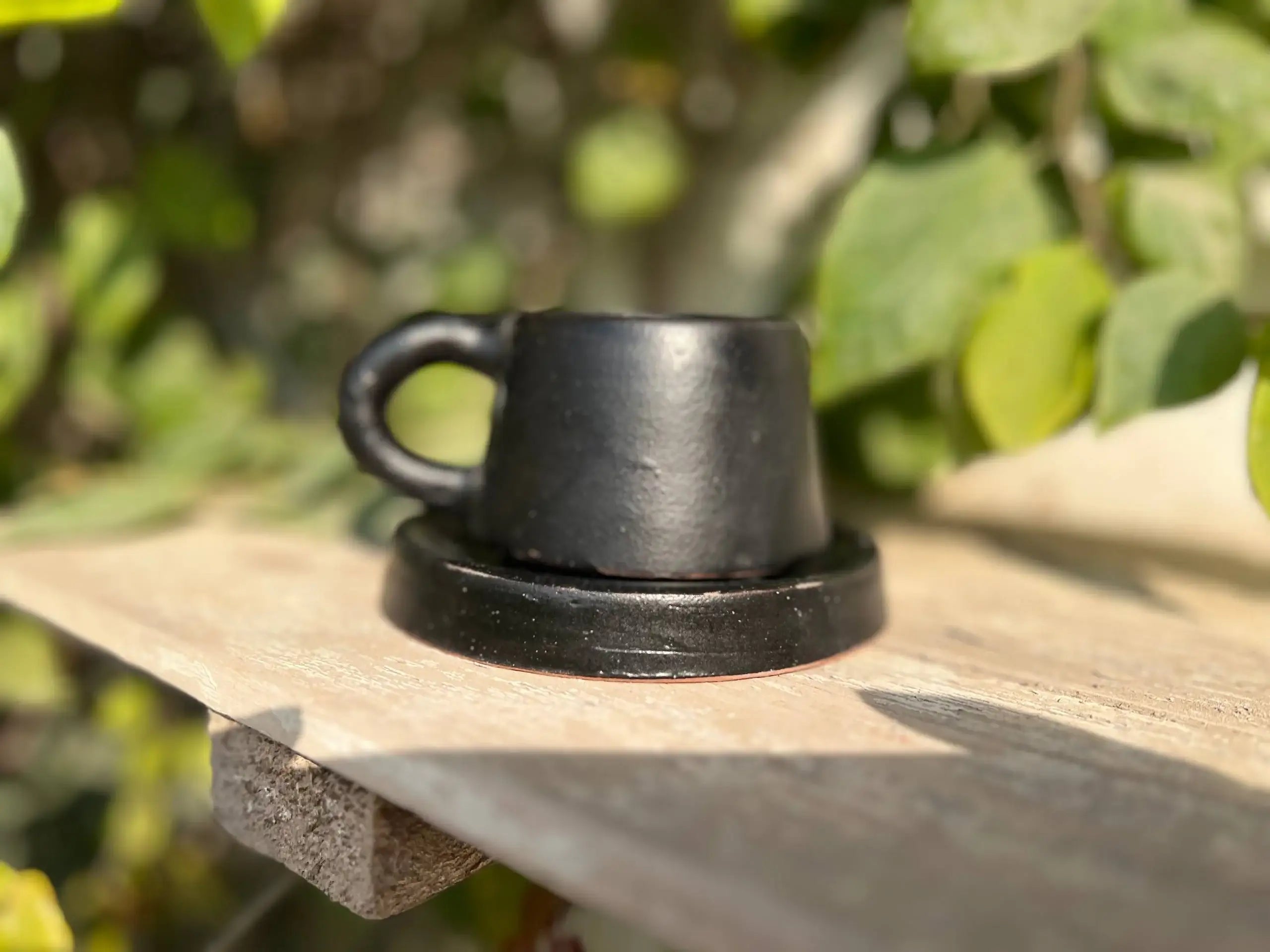Handmade Pottery Coffee Cup with Saucer – 200 ml | Customization Options