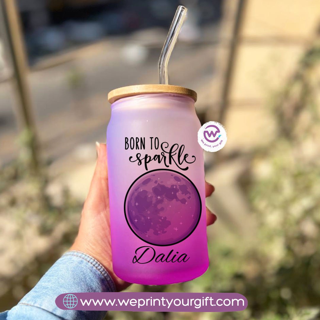 Custom Gradient Crystal Glass Mug with Bamboo Lid & Glass Straw- Buy 2 Get 1 Free