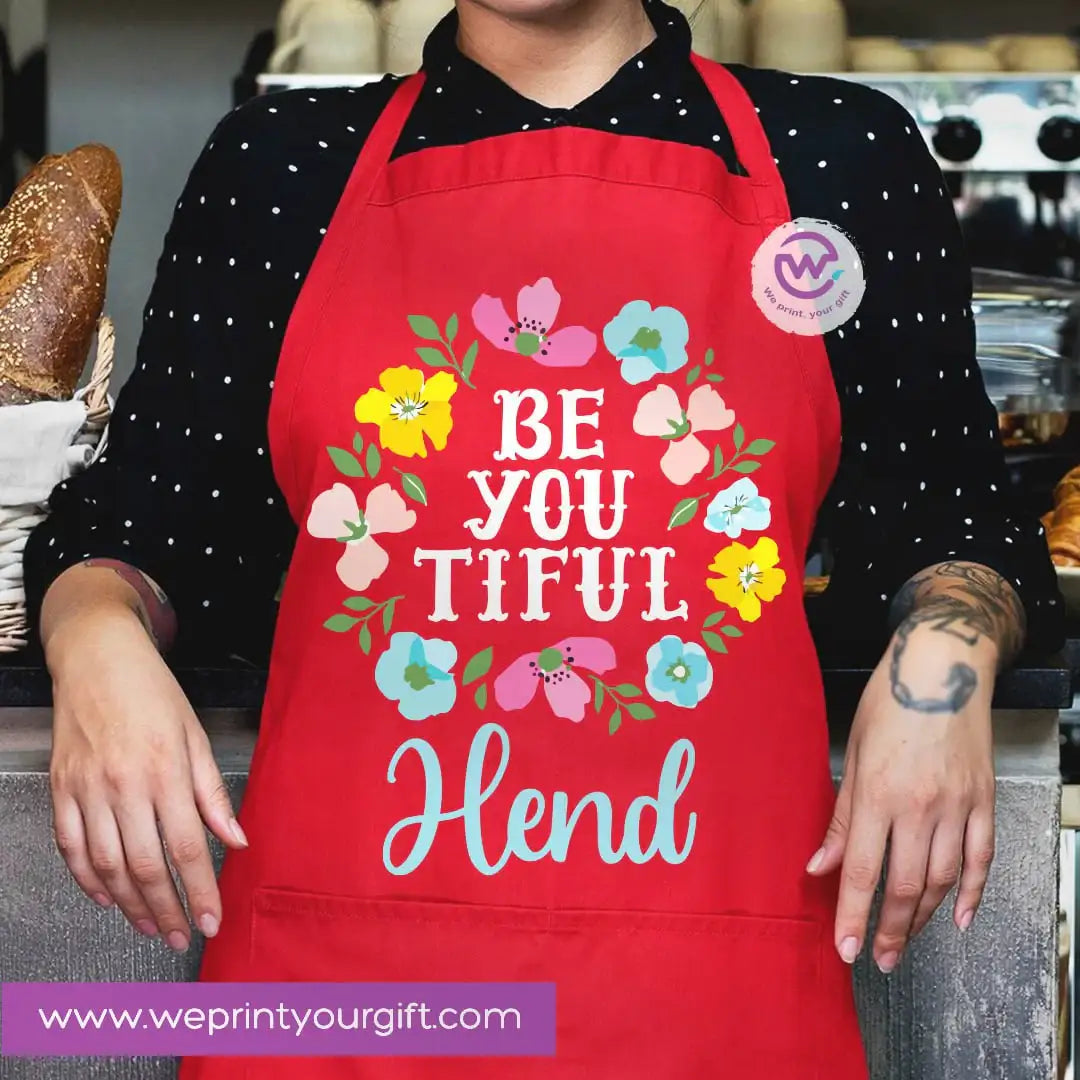 Motivational Personalized Apron – Custom Name Heavy Cotton Kitchen Apron with Pocket - WE PRINT