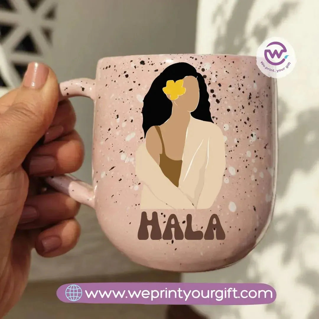 Pink Marble Pottery Mug- Boho - WE PRINT