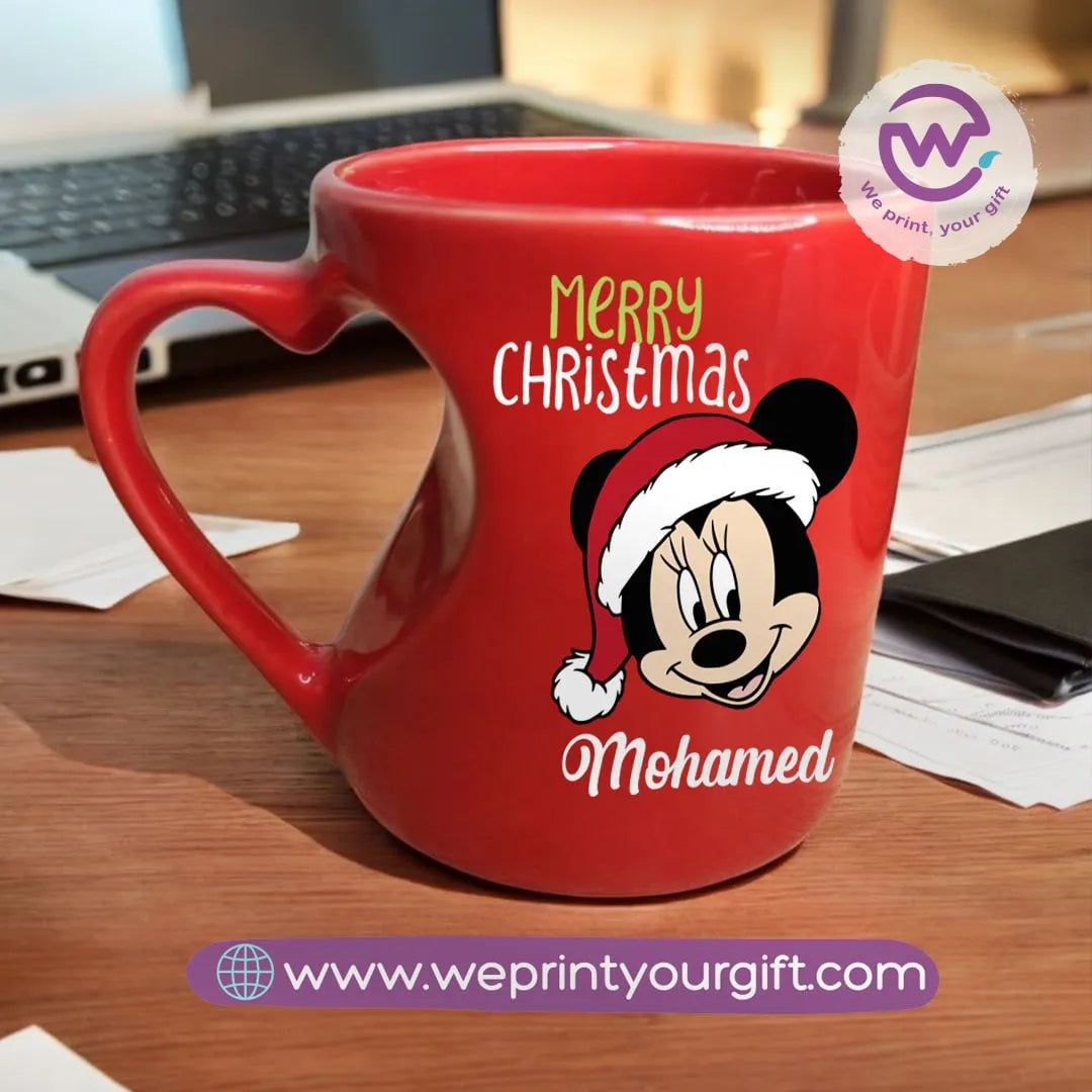 Red Heart Handle Mug- Christmas - WE PRINT