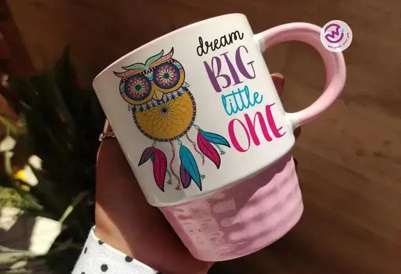 Ribbed Mug - Pink - Dream Catcher - WE PRINT