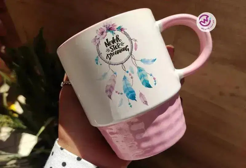 Ribbed Mug - Pink - Dream Catcher - WE PRINT