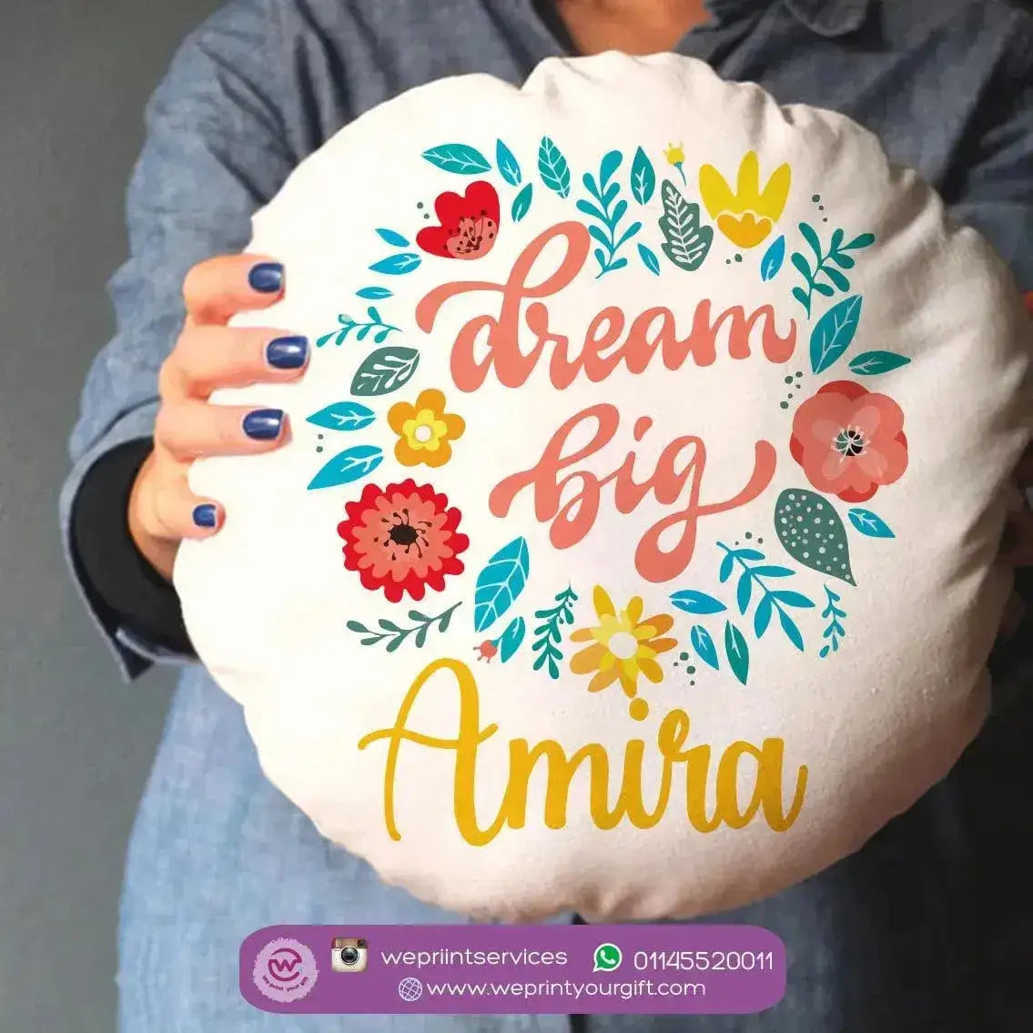 Round Cushion -Cotton -Floral - WE PRINT