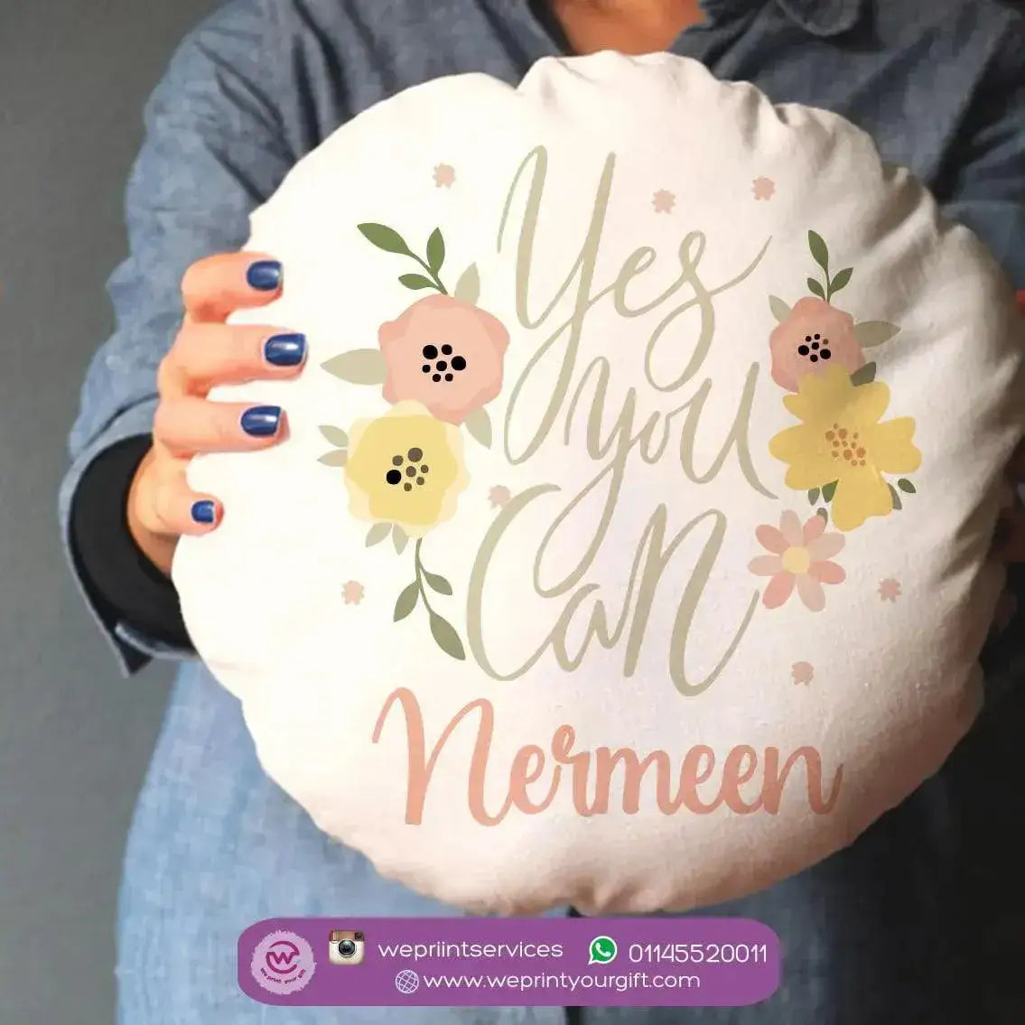 Round Cushion -Cotton -Floral - WE PRINT
