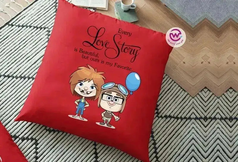 Square Cushion-Valentine's Day - UP Cartoon - WE PRINT