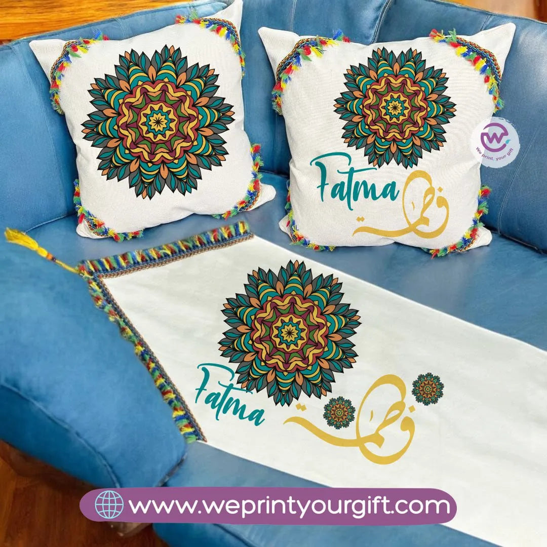 Table Runner ( Set of 2 cushions+ runner) -Names - WE PRINT