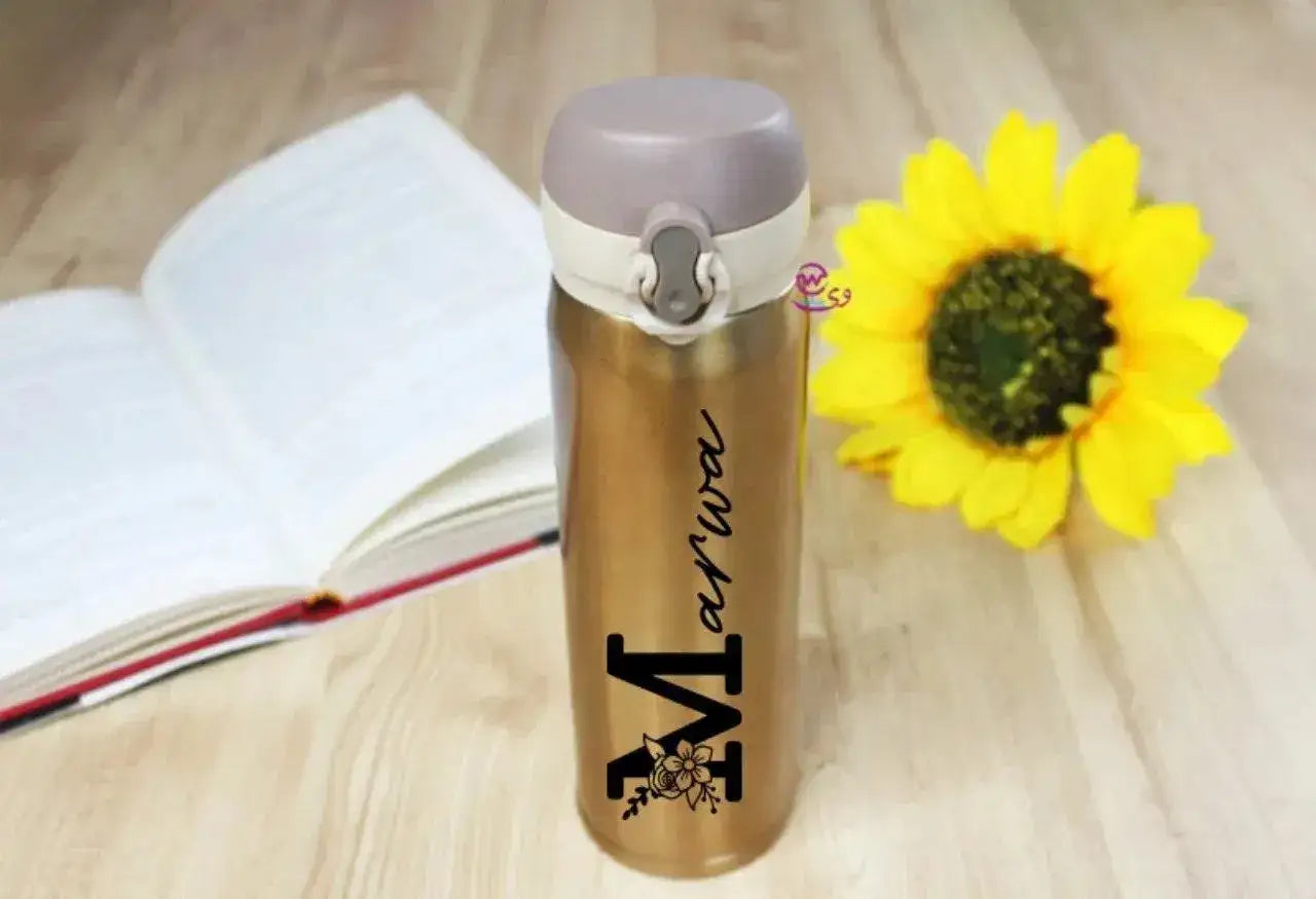 Thermal Mug With lock -Gold-Names A - WE PRINT