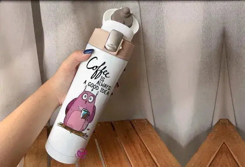 Thermal Mug with lock - Slim Shape-Owl - WE PRINT