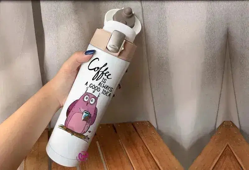 Thermal Mug with lock - Slim Shape-Owl - WE PRINT