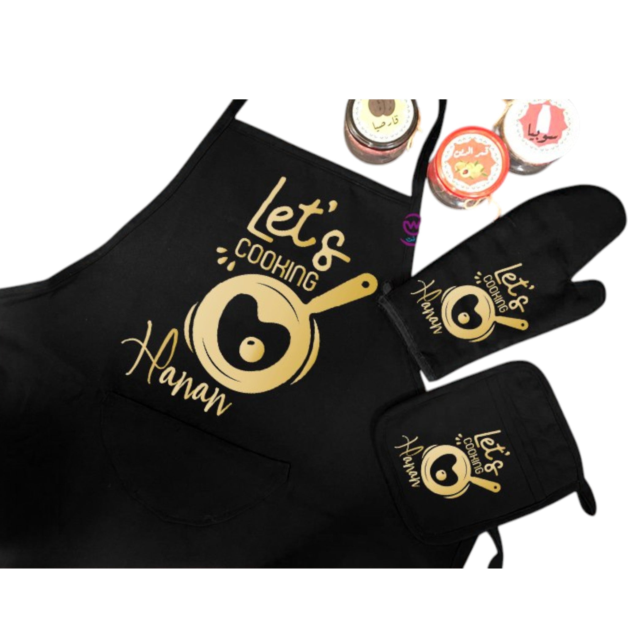 Personalized Kitchen Apron Set -3 Pieces -A