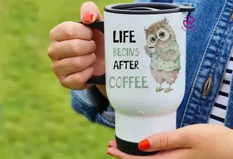 Travel Mug White - Owl