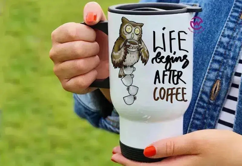 Travel Mug White - Owl - WE PRINT
