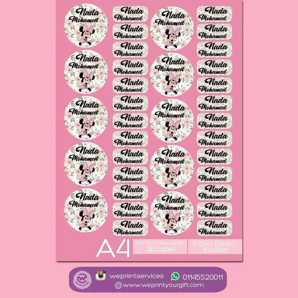 Waterproof label - school label Minnie - WE PRINT