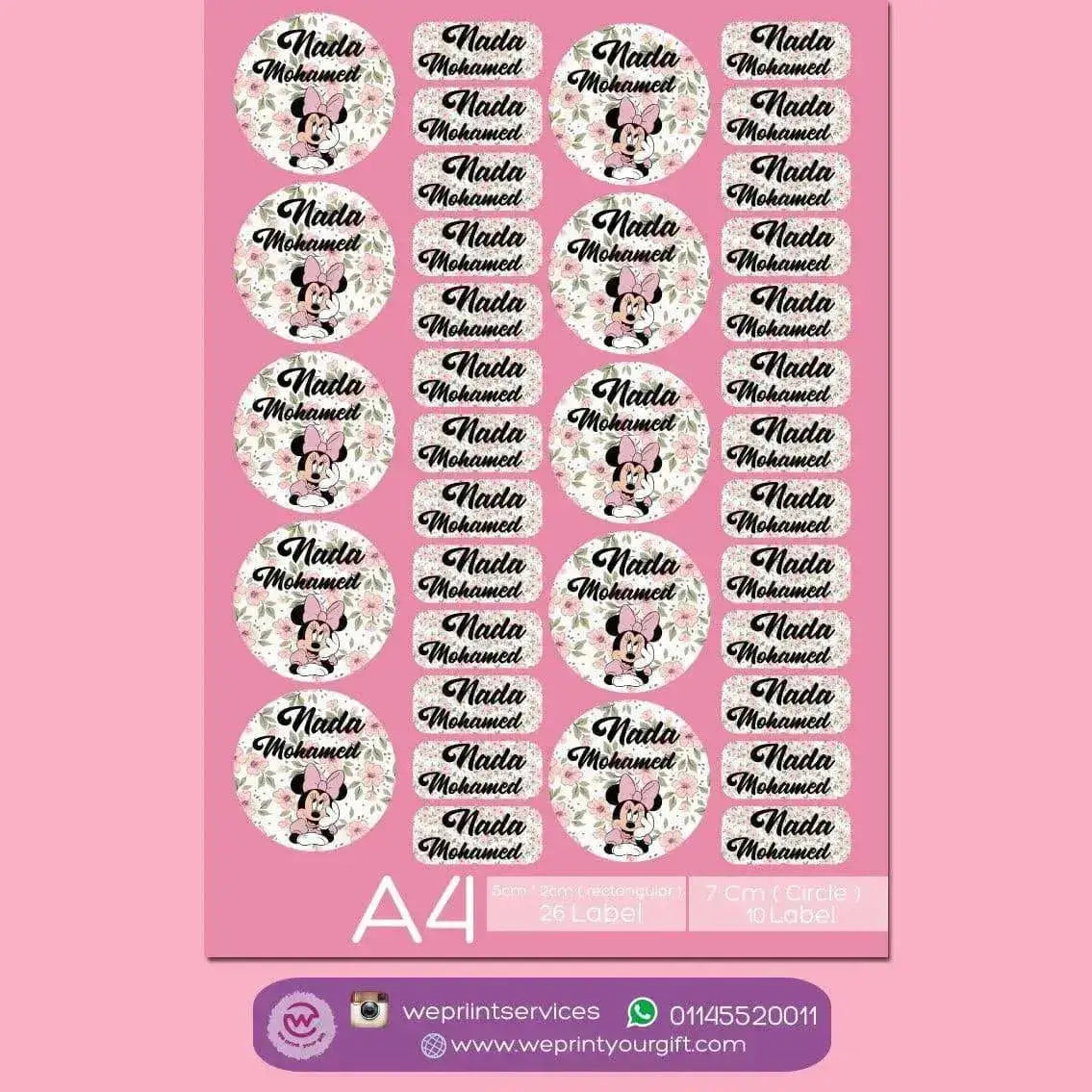 Waterproof label - school label Minnie - WE PRINT