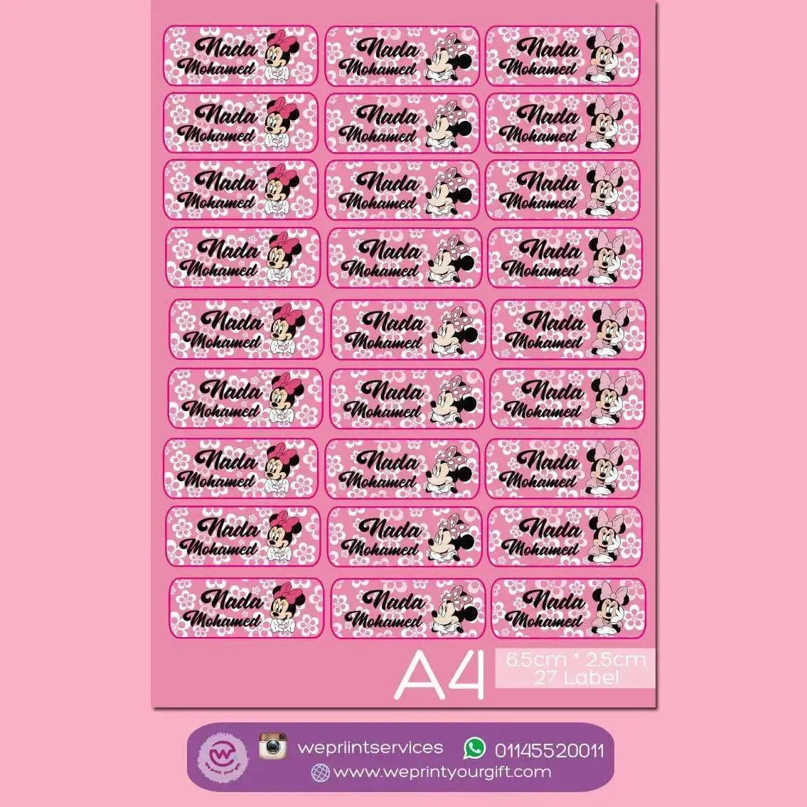 Waterproof label - school label Minnie - WE PRINT