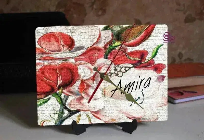 Wooden Desk Clock -Arabic Names-A - WE PRINT