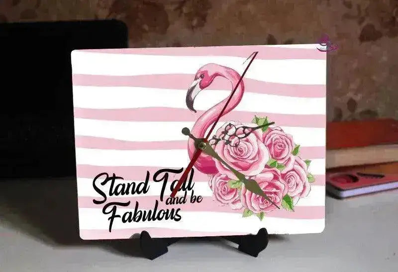 Wooden Desk Clock - Flamingo - WE PRINT