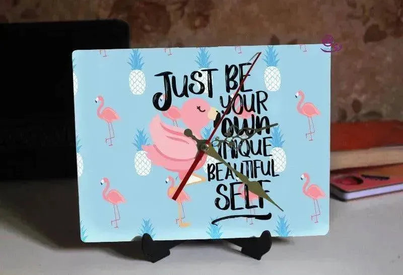 Wooden Desk Clock - Flamingo - WE PRINT