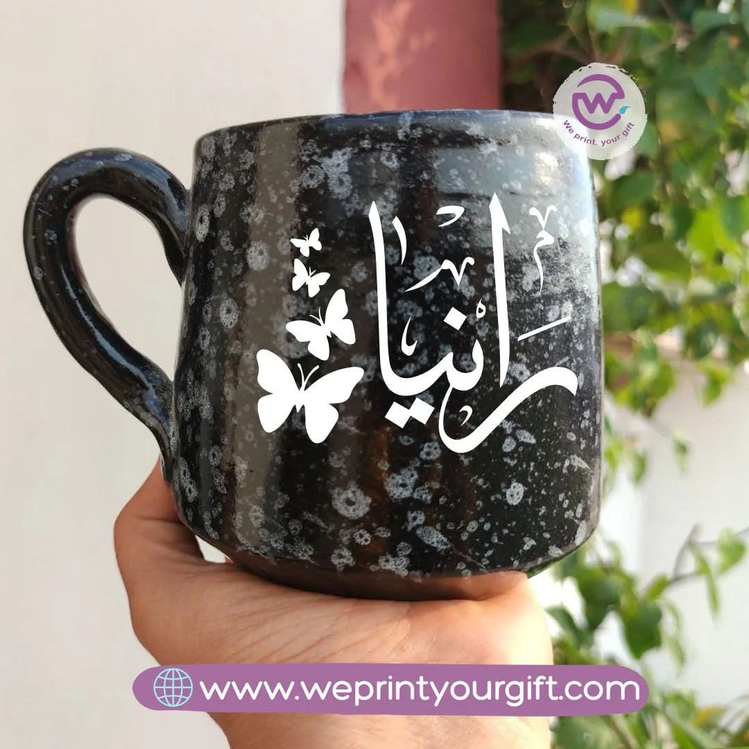 Black Marble Pottery Mug