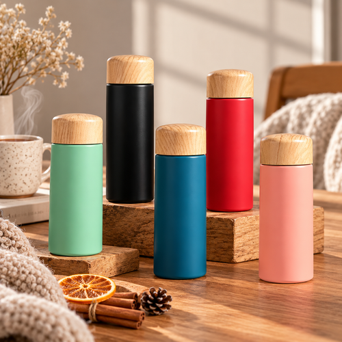 Mini Thermal Mugs with Wooden Lid