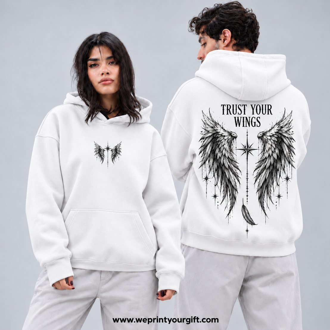Unisex "Angel Wings" Hoodie - Premium Melton Cotton